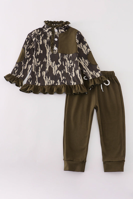 Camouflage ruffle pants set