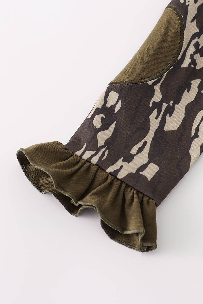 Camouflage ruffle pants set