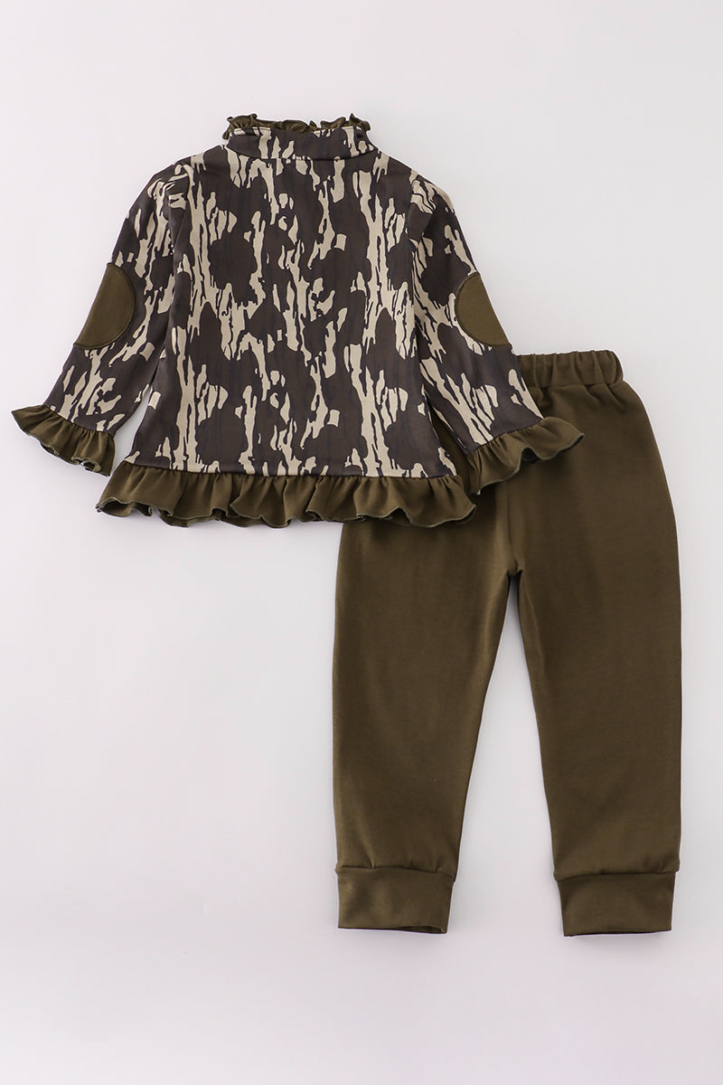 Camouflage ruffle pants set