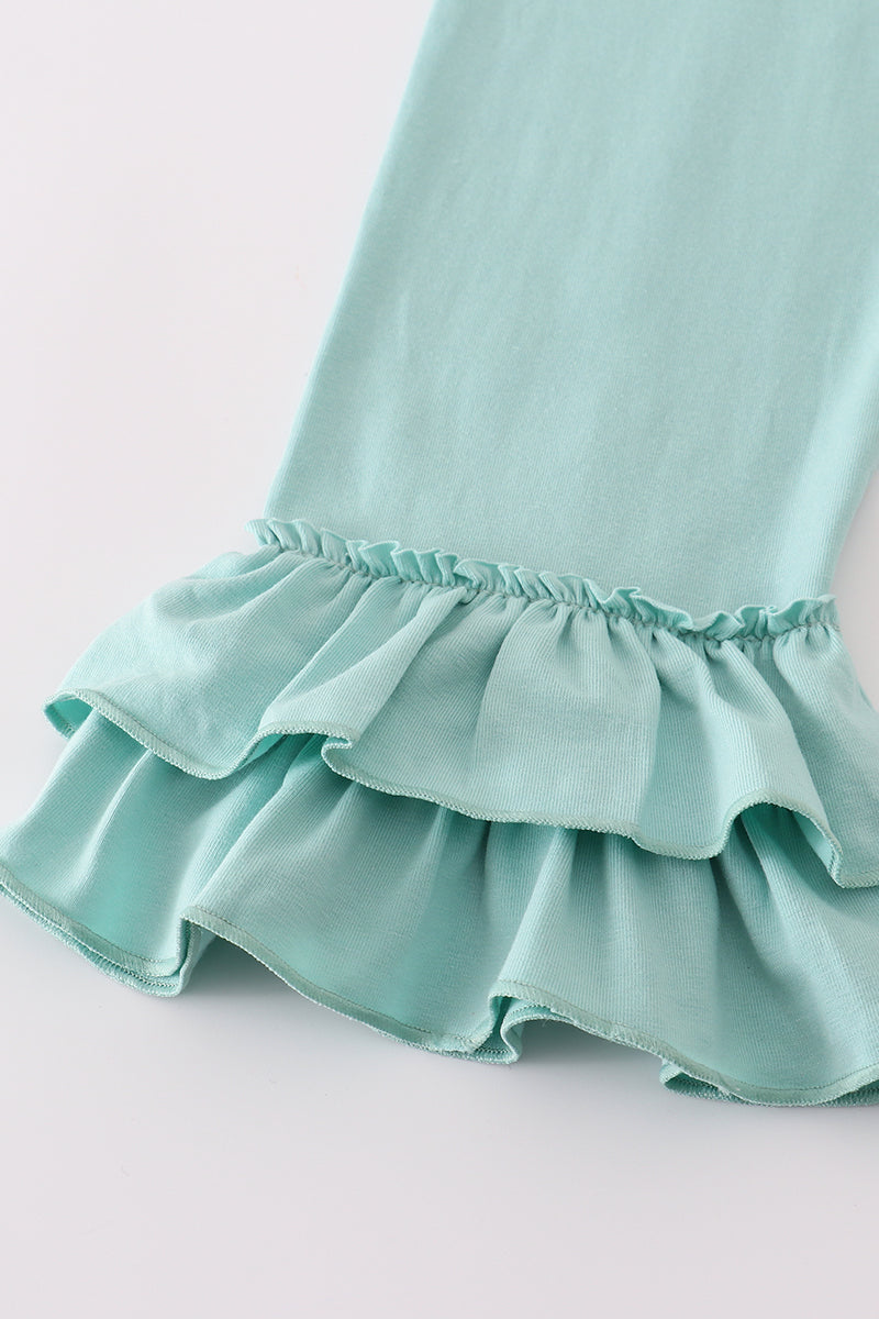 Red plaid farm ruffle pants set