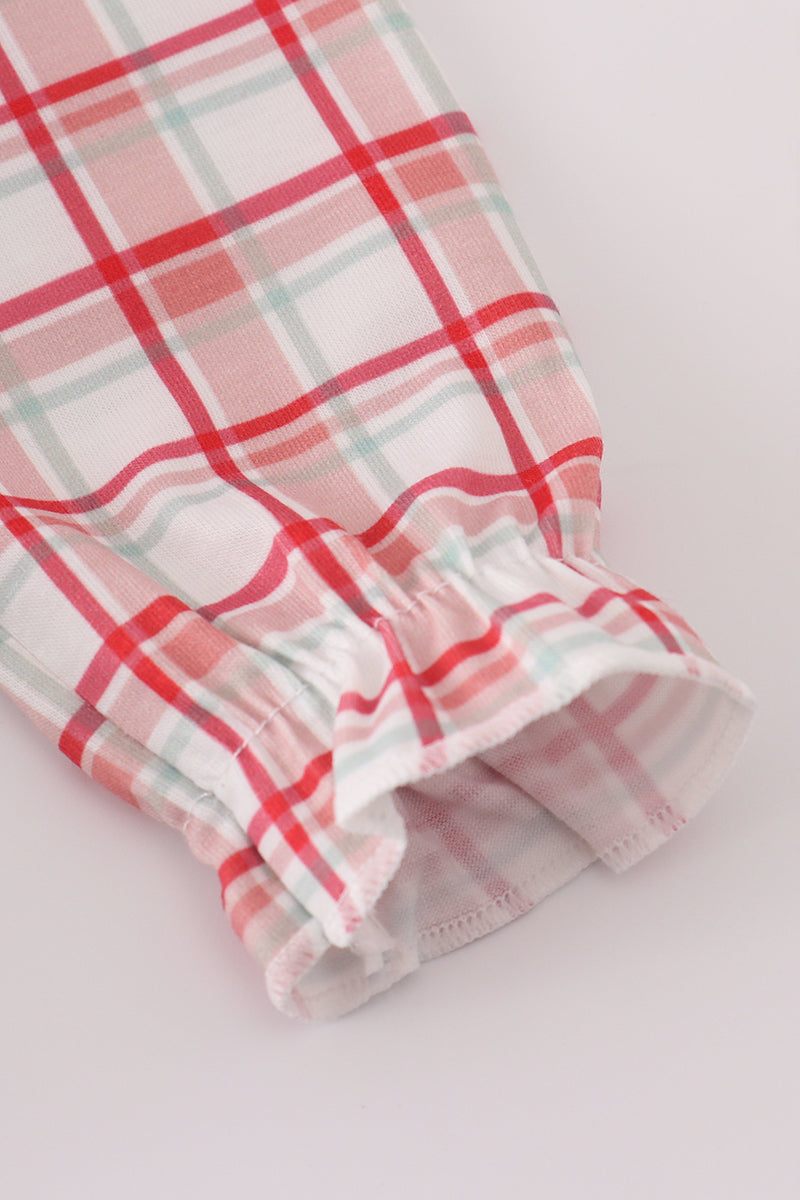 Red plaid farm ruffle bubble