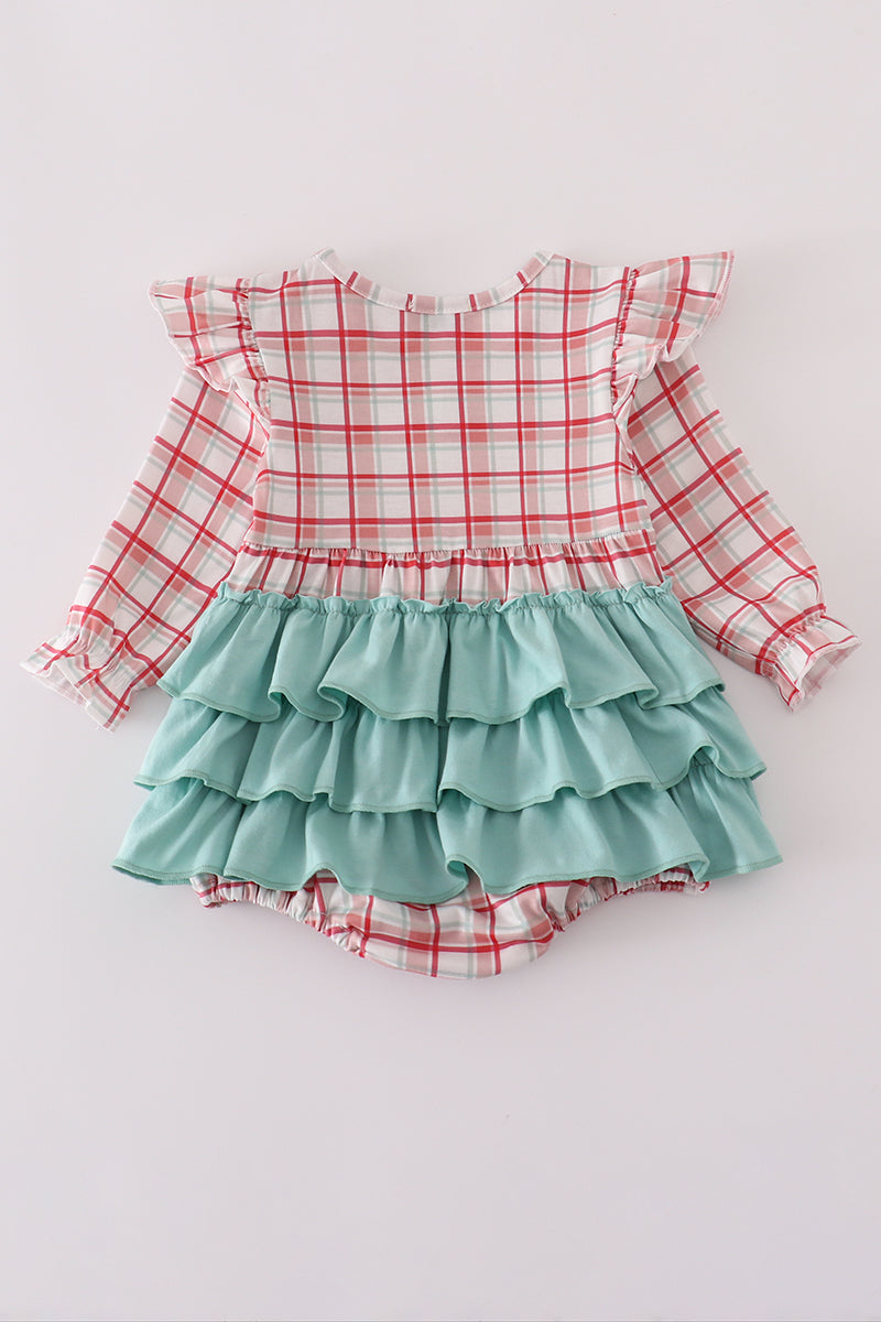 Red plaid farm ruffle bubble