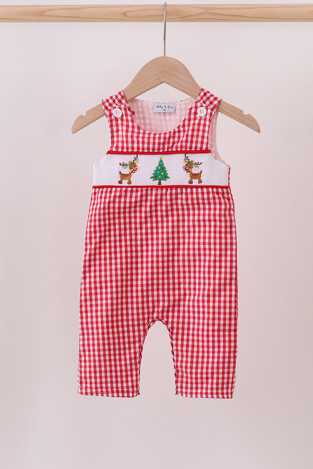 Red woven christmas tree reindeer smocked jonjon