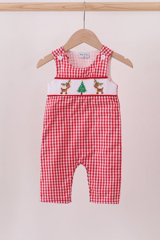 Red woven christmas tree reindeer smocked jonjon