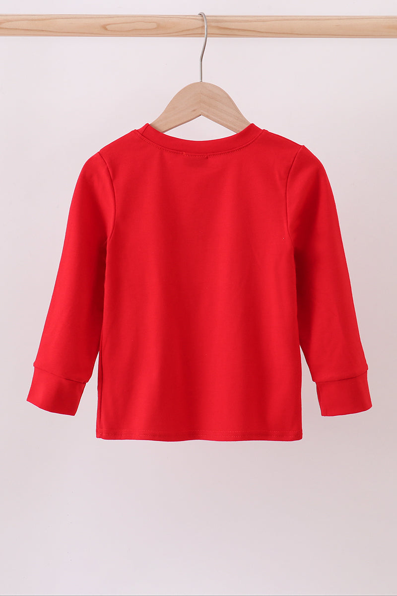 Red christmas tree reindeer smocked top