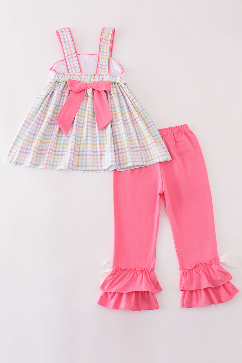 Rainbow pumpkin plaid girl set