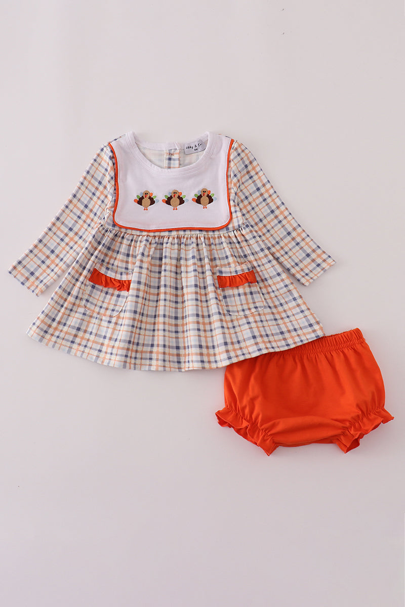 Turkey plaid bloomer set