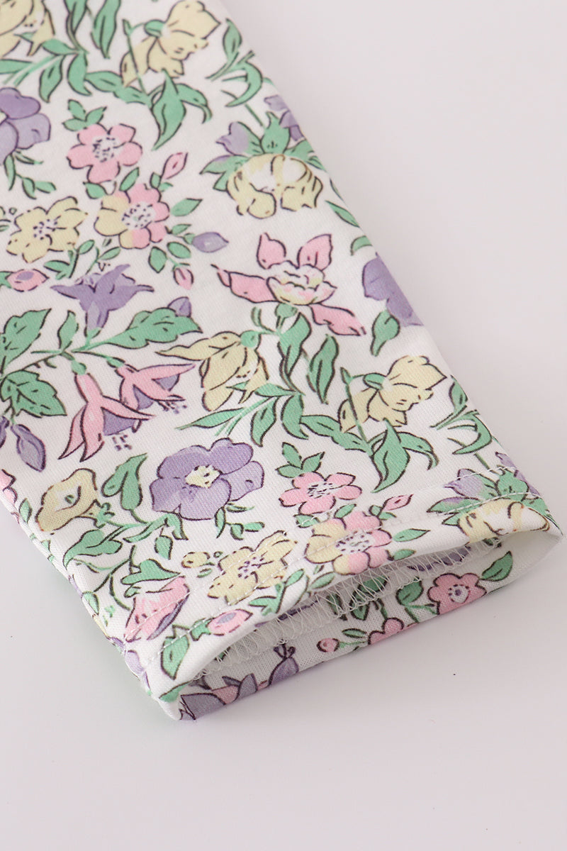 Purple floral pants set