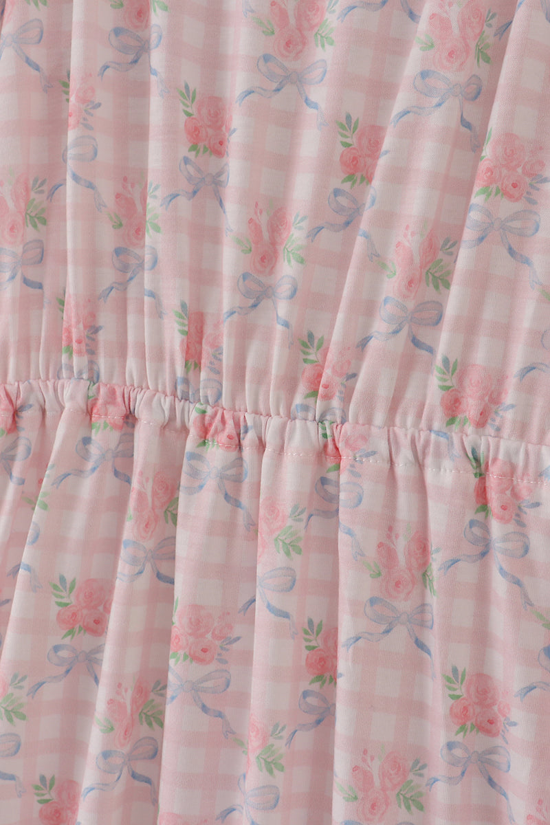 Pink floral print mom dress