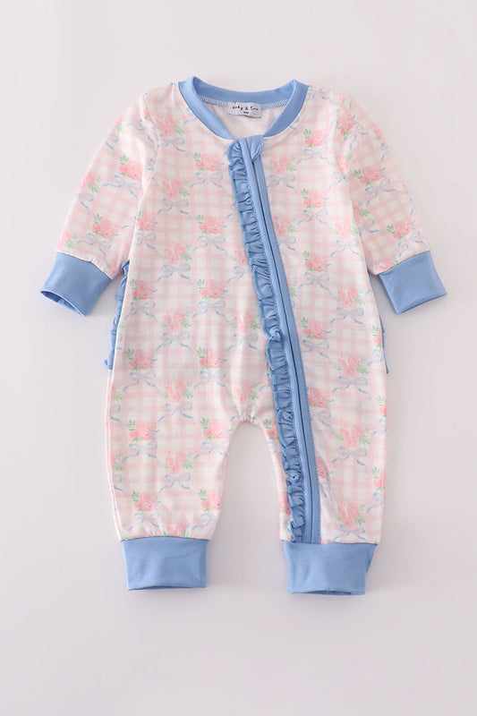 Pink floral ruffle pajama