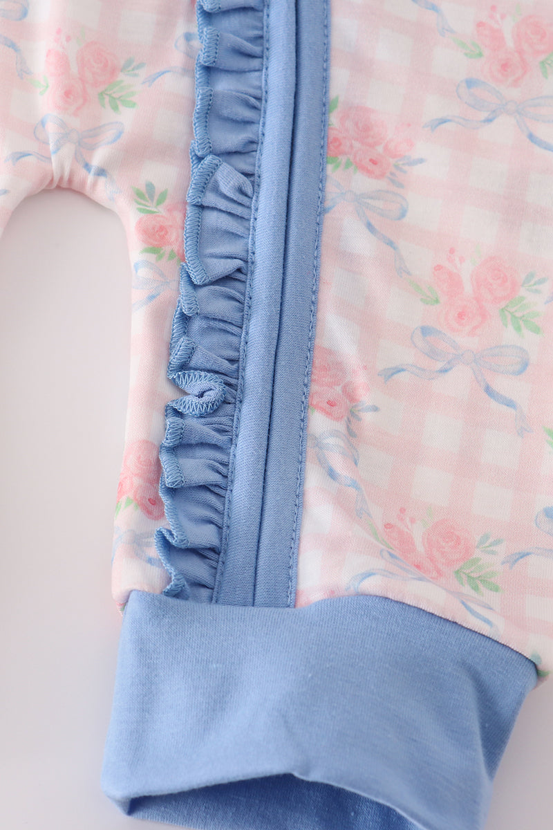 Pink floral ruffle pajama