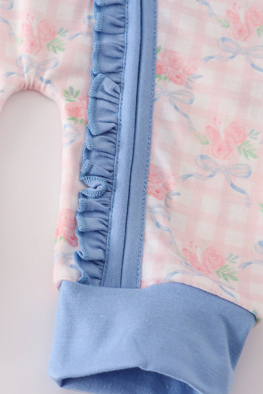 Pink floral ruffle pajama