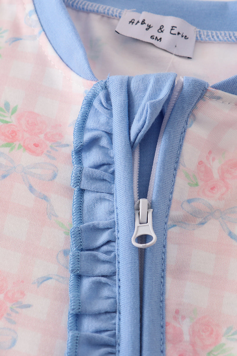 Pink floral ruffle pajama