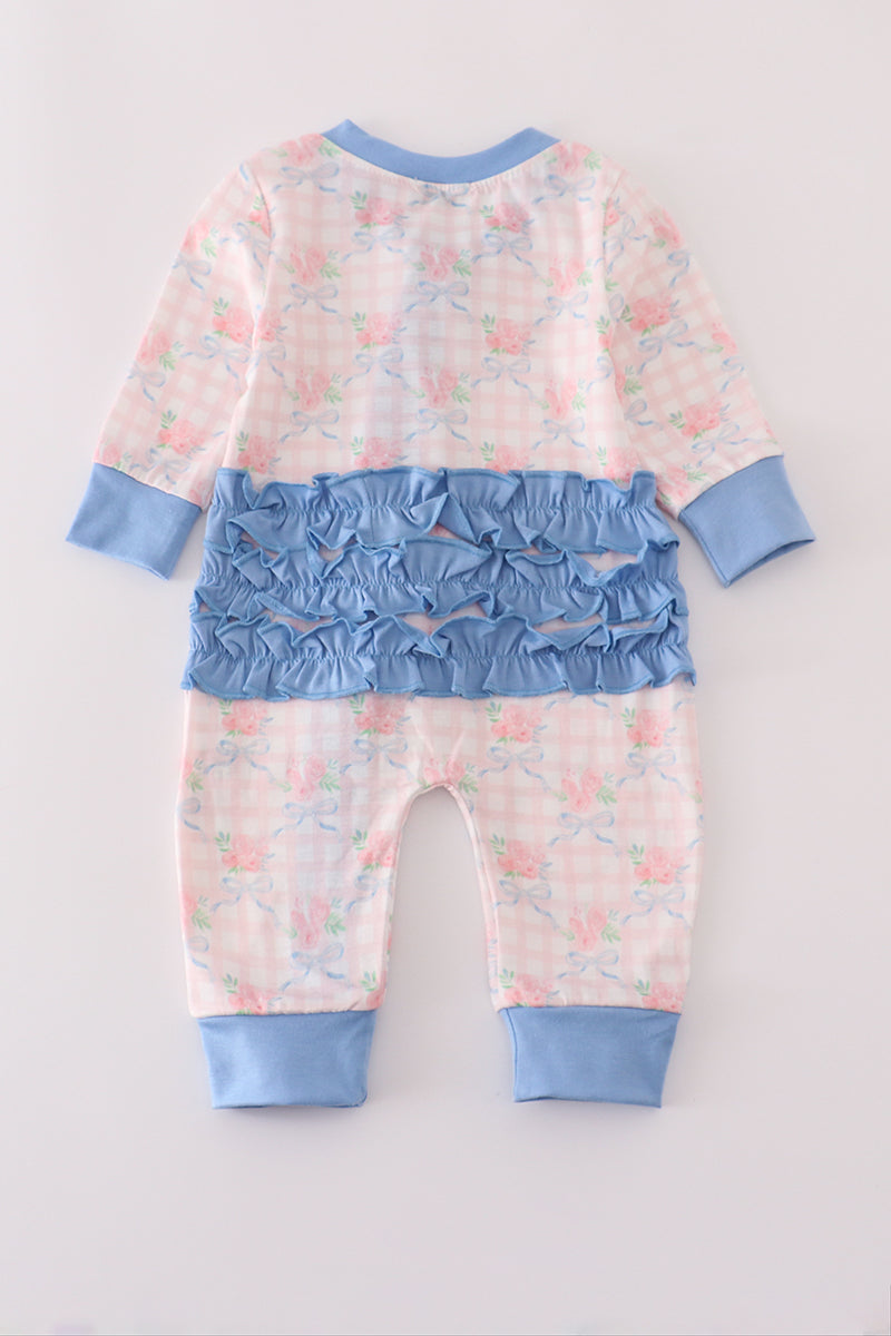 Pink floral ruffle pajama