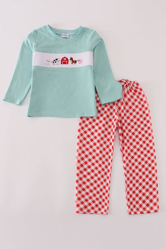 Farm machine smocked pants set