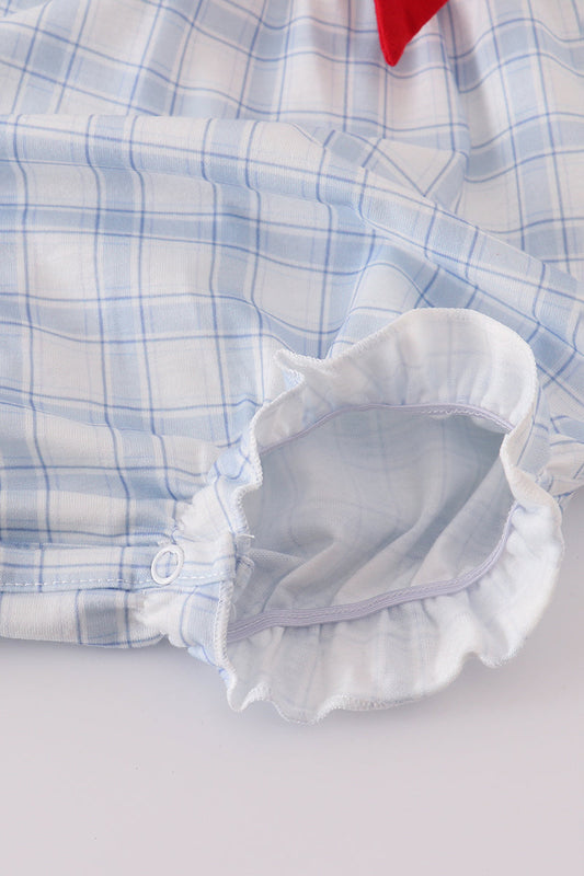 Farm embroidery plaid ruffle bubble