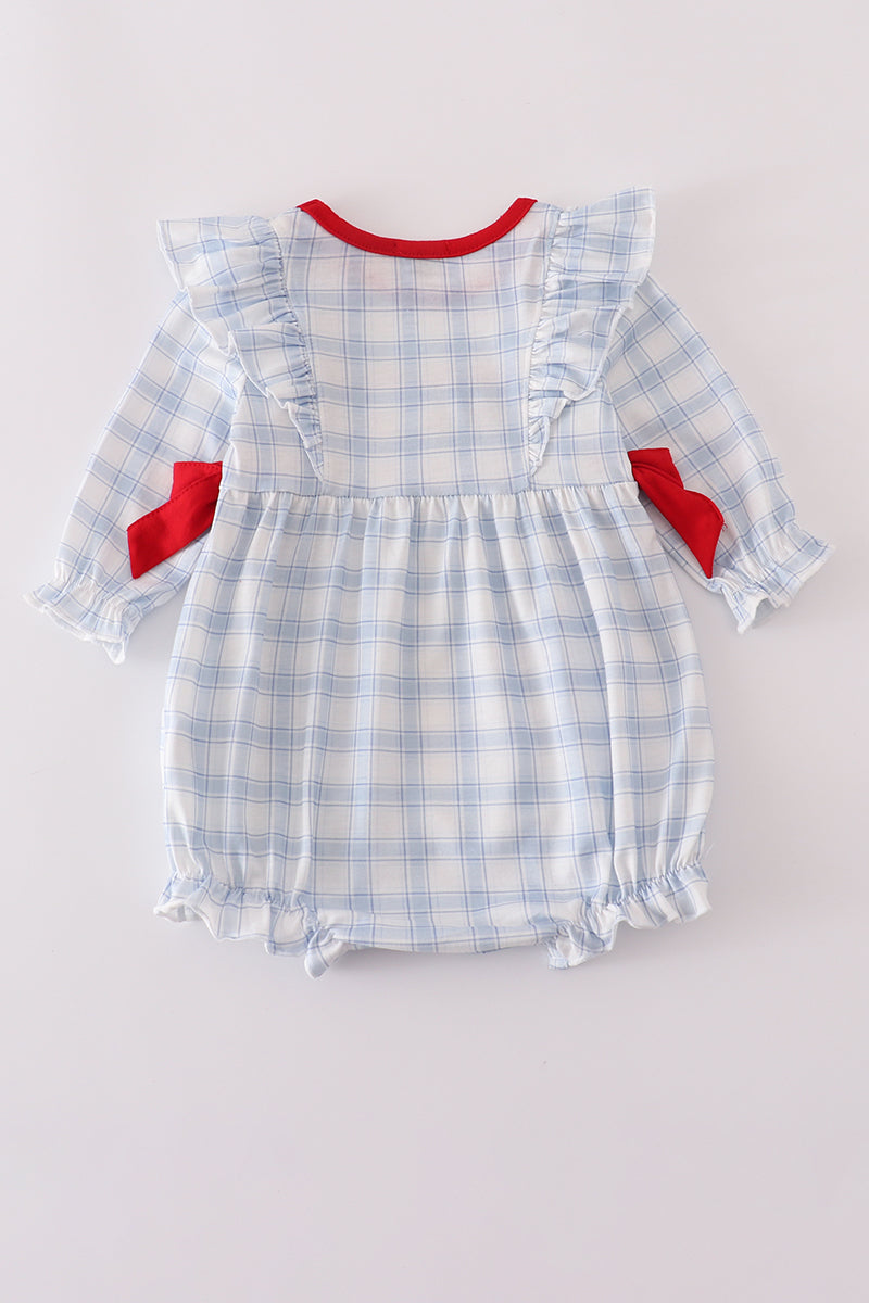 Farm embroidery plaid ruffle bubble