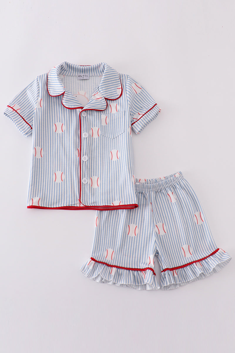 Stripe baseball pajamas set