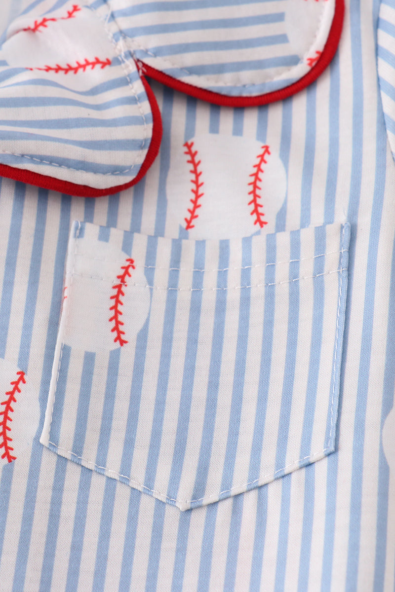 Stripe baseball pajamas set