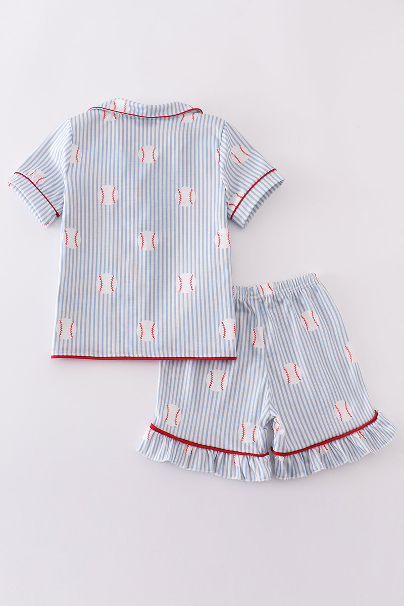Stripe baseball pajamas set