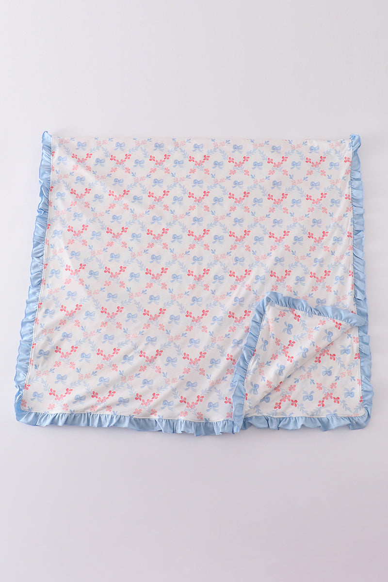 Blue bow print blanket