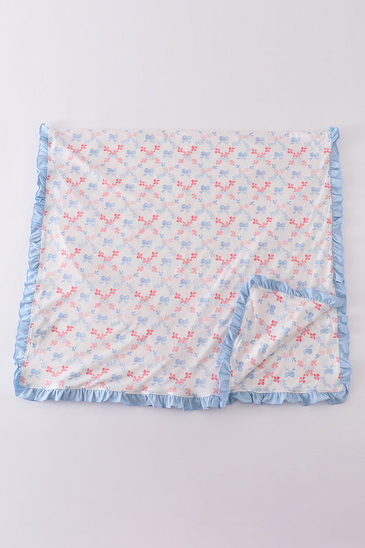 Blue bow print blanket