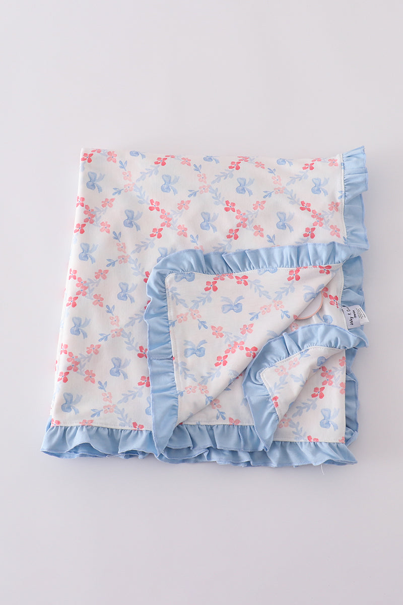Blue bow print blanket