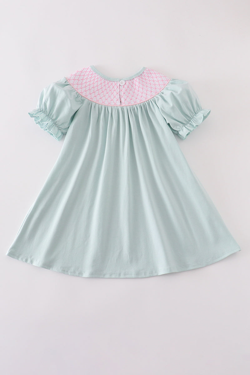 Bow pearl smocked dress
