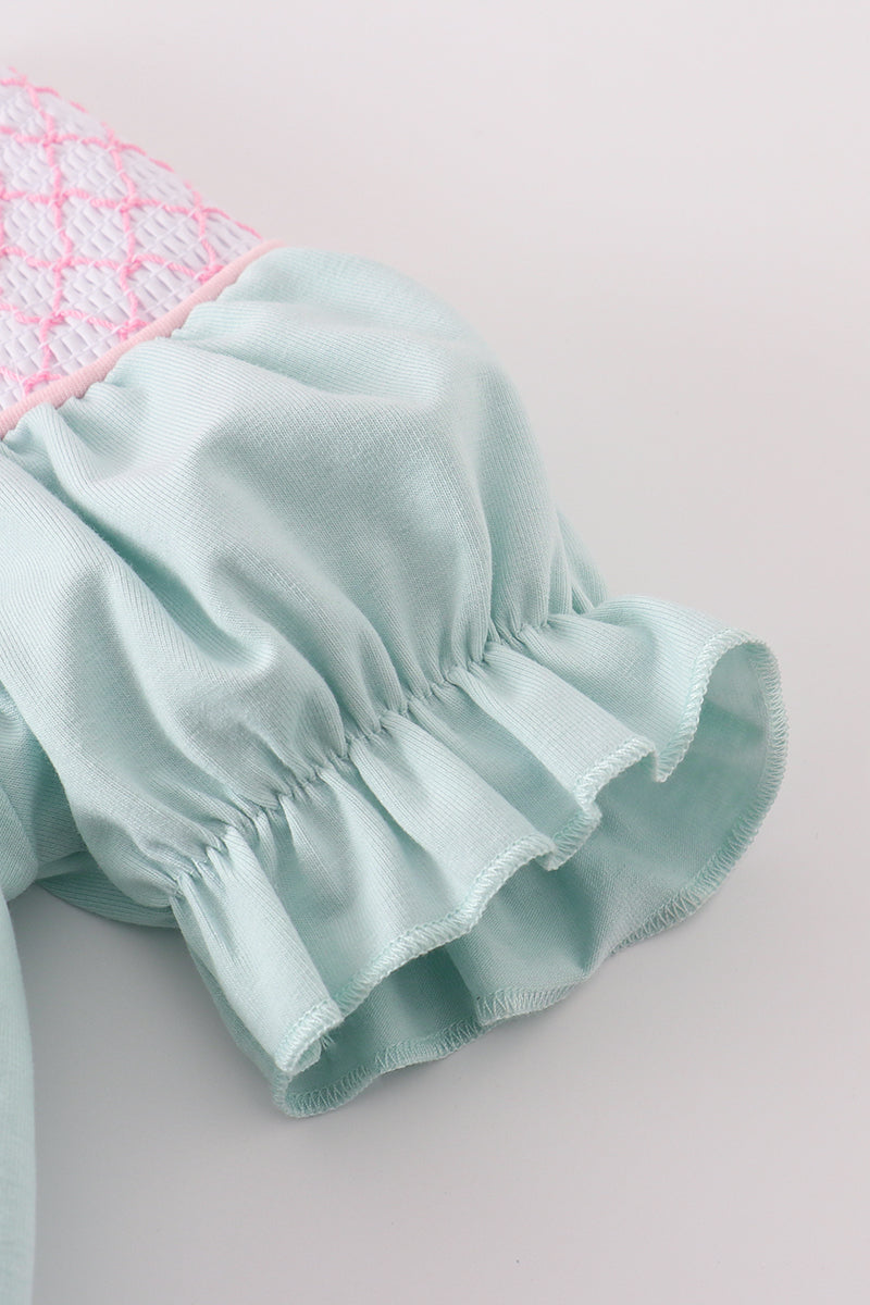 Bow pearl smocked dress