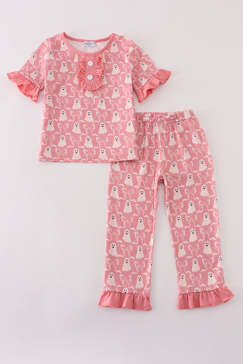 Halloween ghost ruffle pajama set