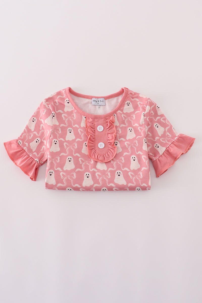 Halloween ghost ruffle pajama set