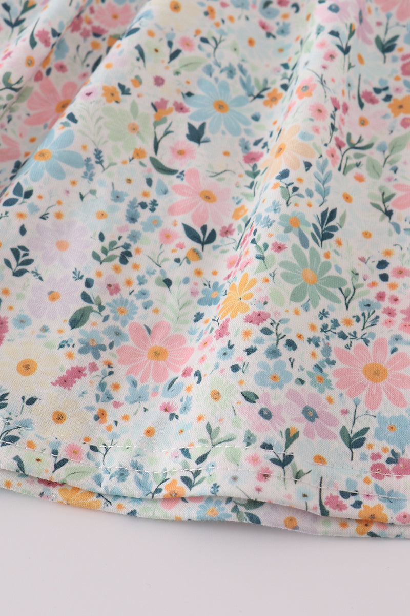 Pumpkin embroidery smocked ruffle pants set