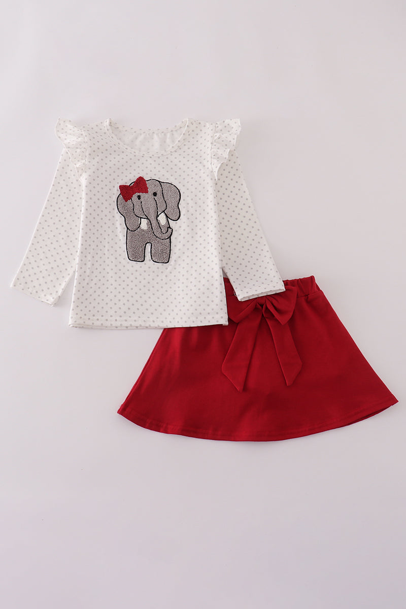 Alabama polka dot elephant bow skort set