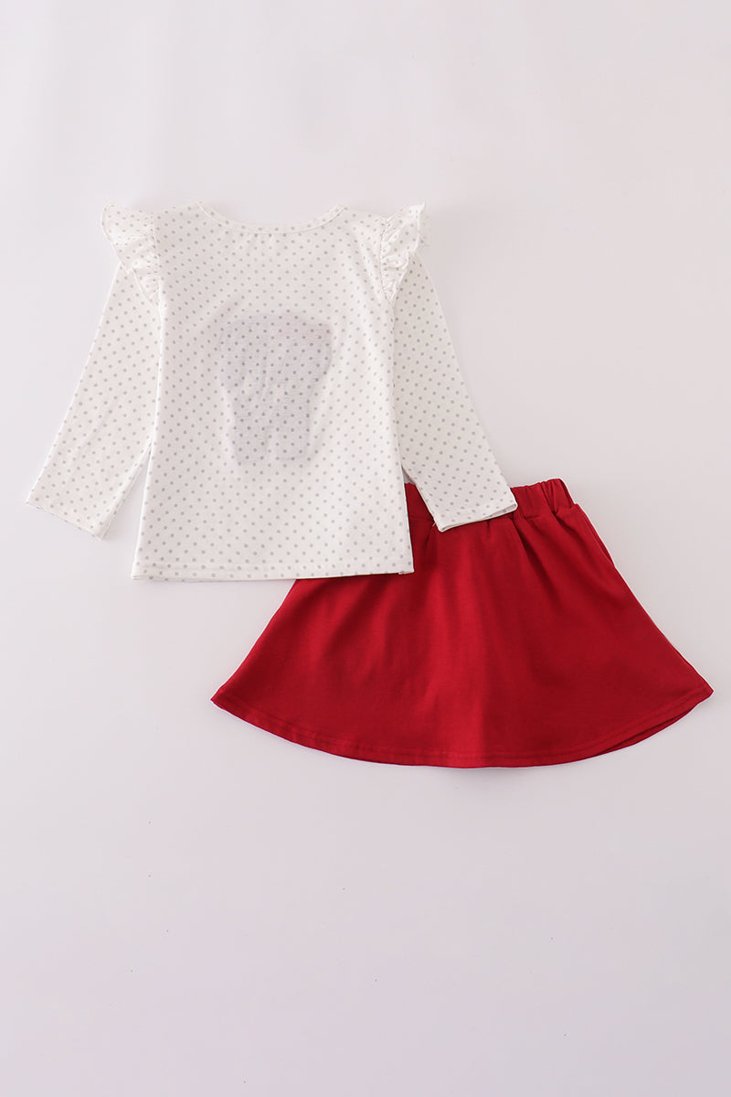 Alabama polka dot elephant bow skort set