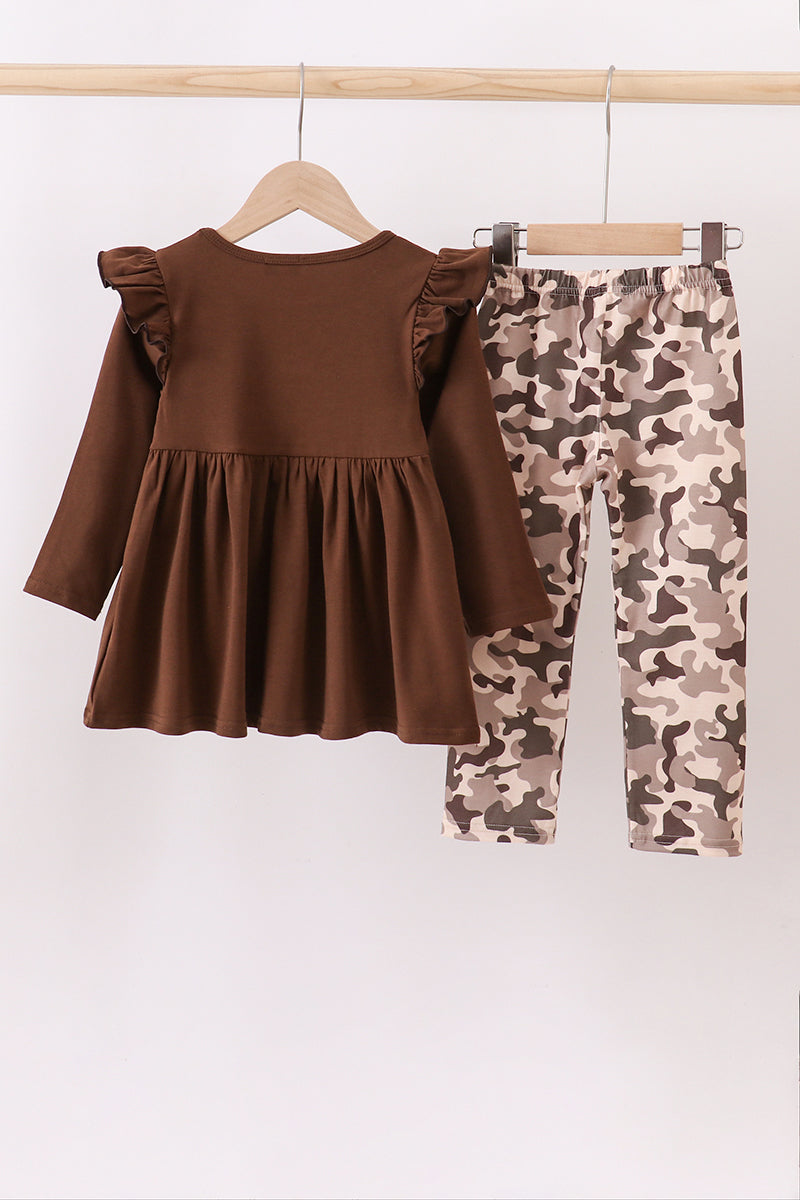 Camouflage duck ruffle pants set