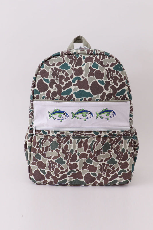 Camouflage fish canvas backpack