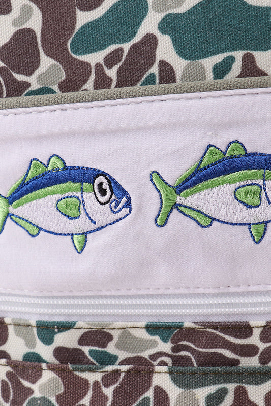 Camouflage fish canvas backpack