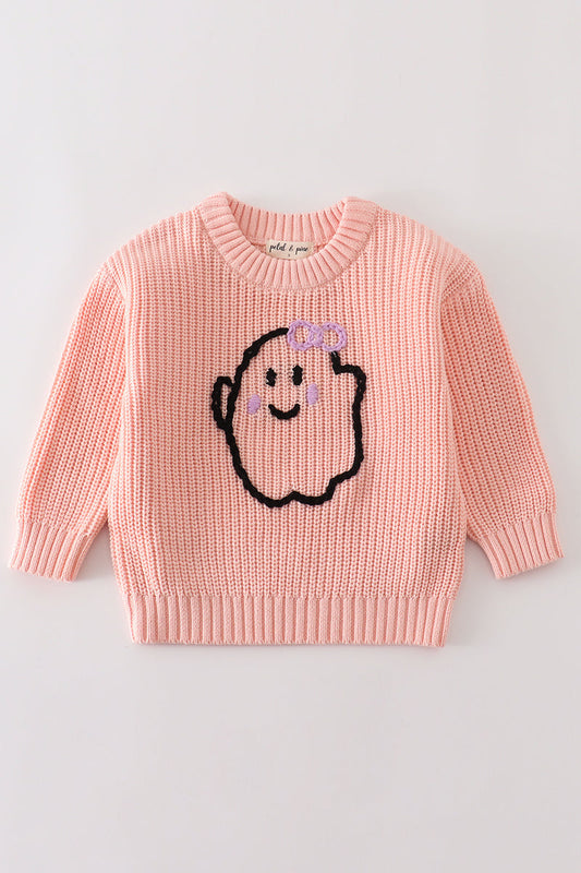 Hand-embroidery ghost pullover sweater