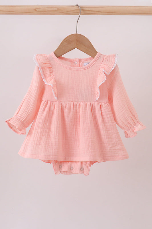 Premium pink ruffle muslin bubble