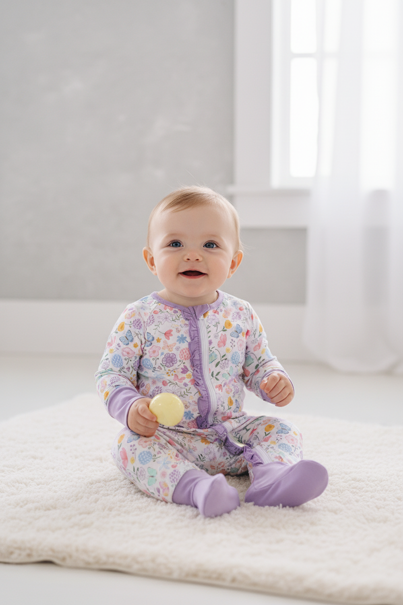 Butterfly garden bamboo romper