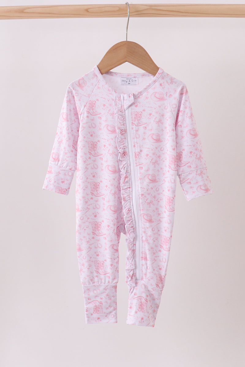 Pink boots bamboo romper
