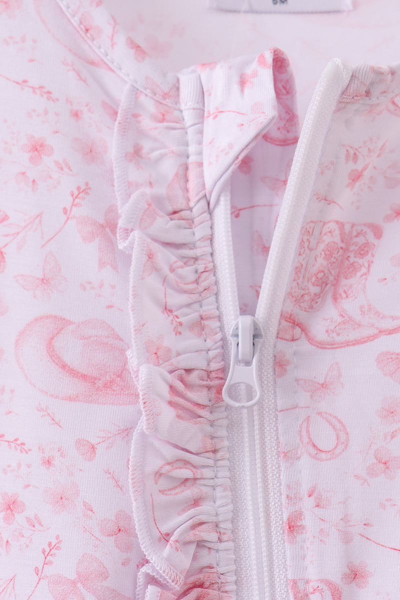 Pink boots bamboo romper