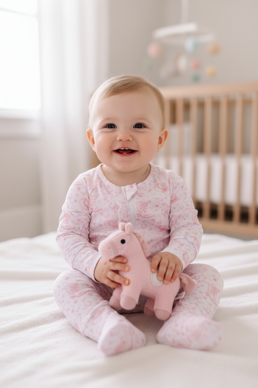 Pink boots bamboo romper