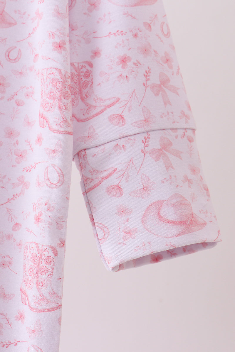 Pink boots bamboo romper