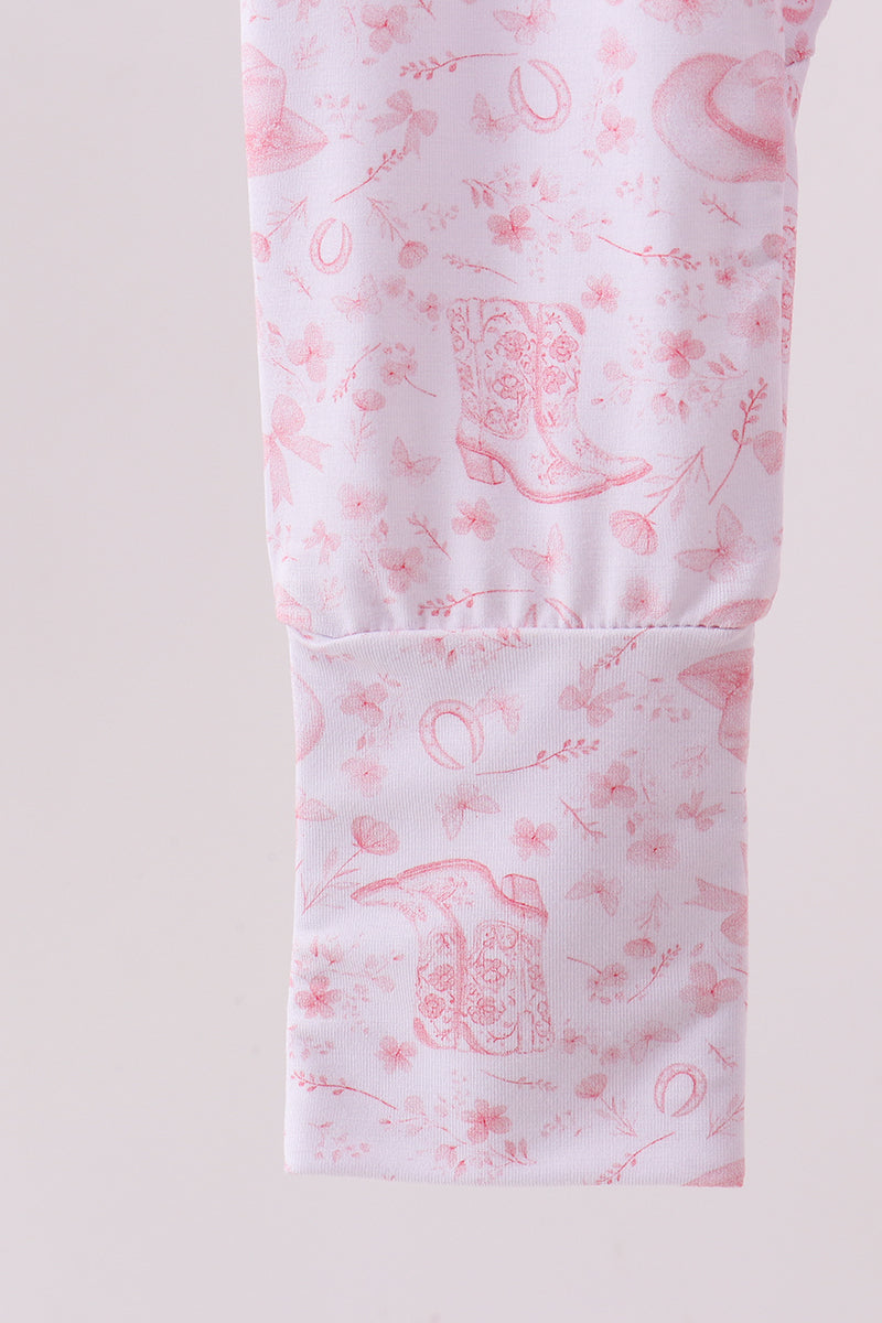 Pink boots bamboo romper