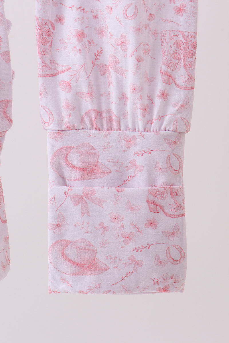 Pink boots bamboo romper