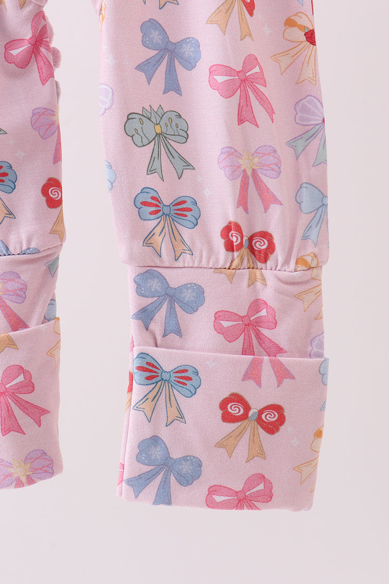 Whimsical bows ruffle bamboo romper