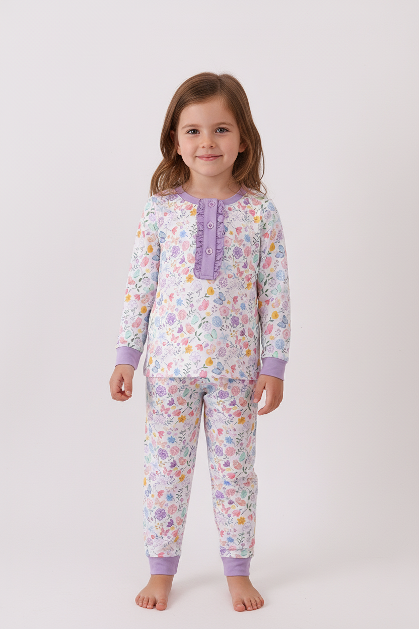 Butterfly garden bamboo pants set