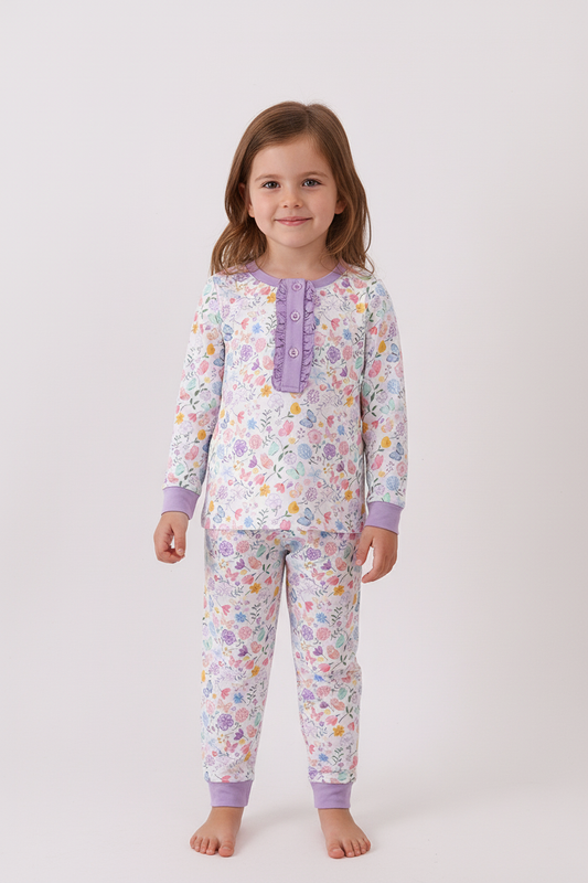 Butterfly garden bamboo pants set