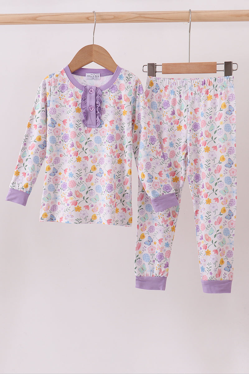 Butterfly garden bamboo pants set